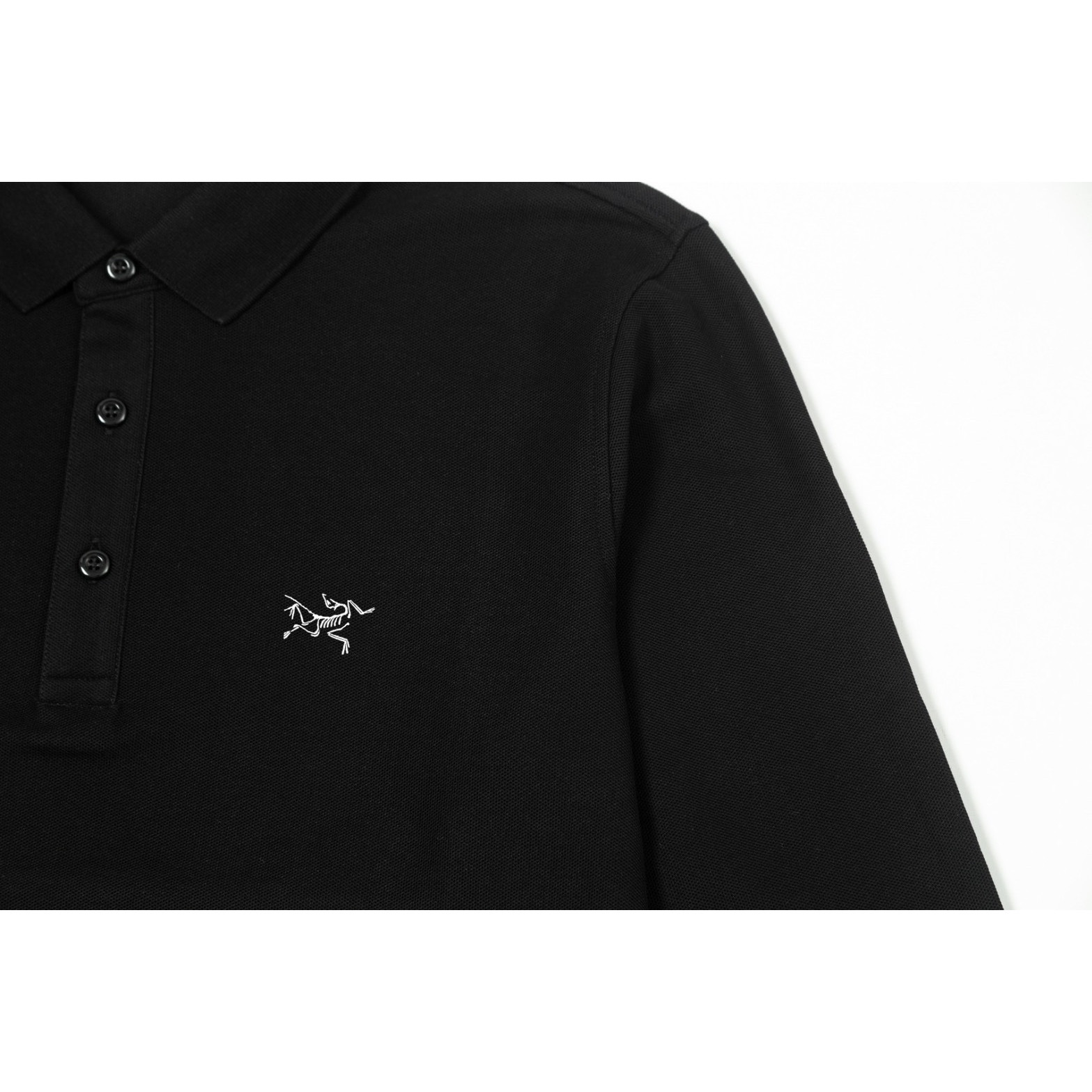 <p>Arc'teryx 高端珠地棉休闲长袖POLO衫(黑)</p>