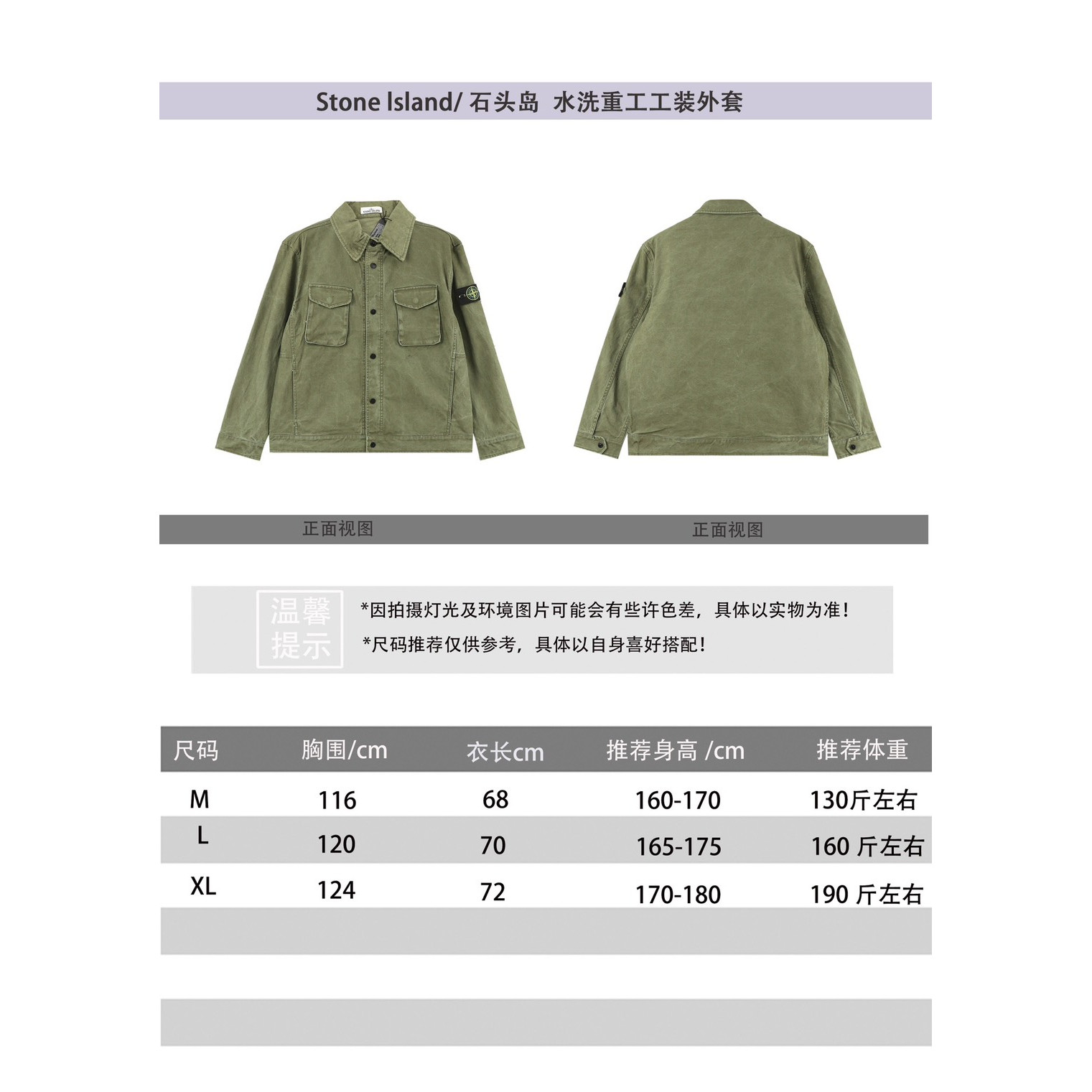 <p>Stone Island 水洗重工工装外套(綠)</p>