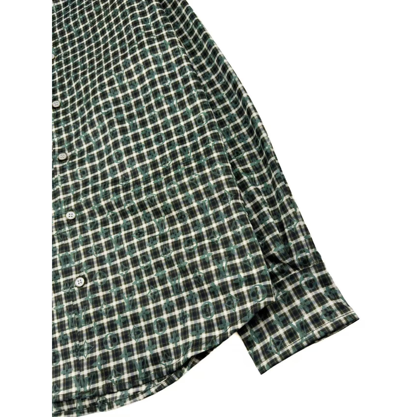 <p>LV 格纹翻领单排扣长袖衬衫(783043)</p>
