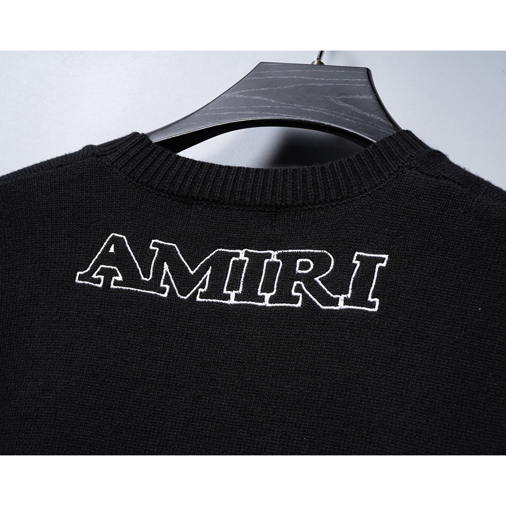 <p>AMIRI logo刺绣圆领套头毛衣(黑色)</p>