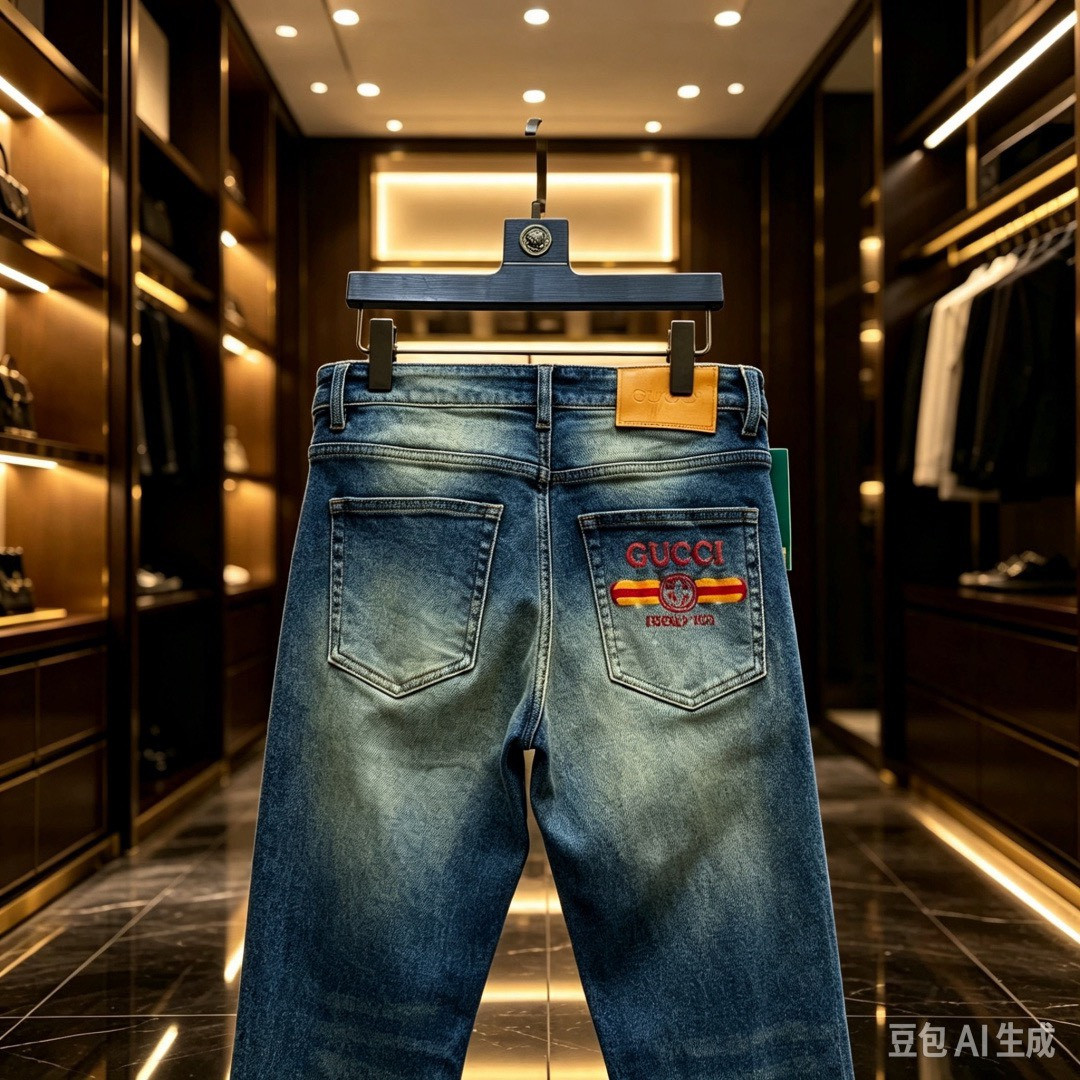 <p>GUCCI&nbsp;欧洲专柜新款修身小直筒牛仔裤</p>