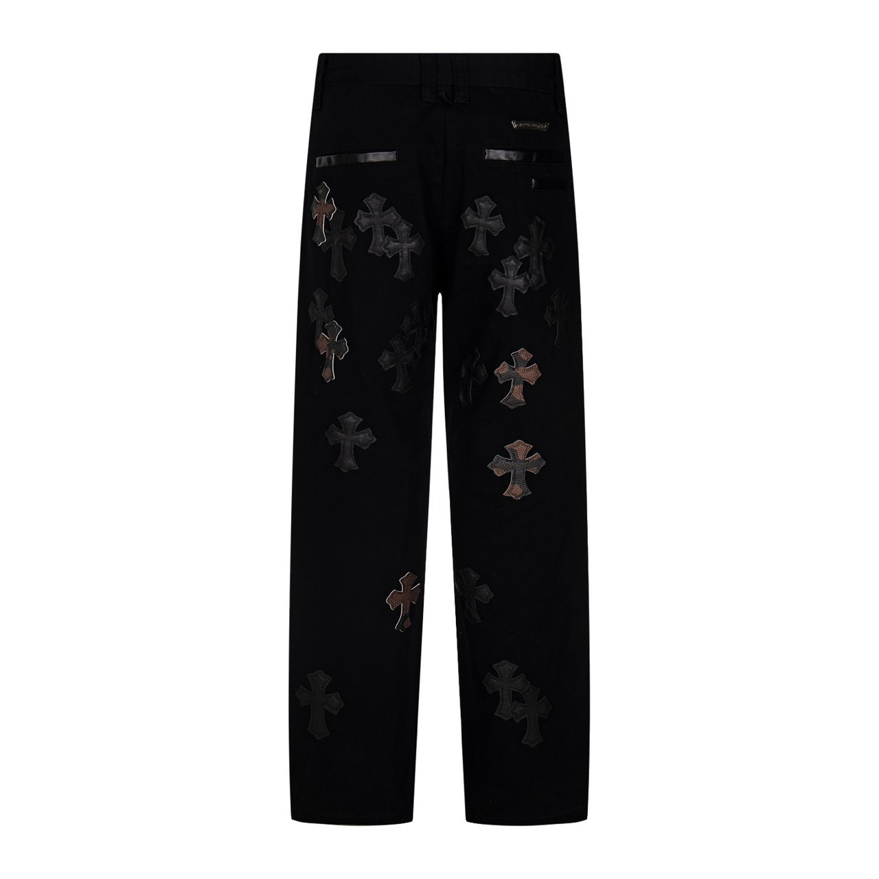 <p>CHROME HEARTS 黑棕迷彩十字贴皮牛仔裤(1753#)</p>