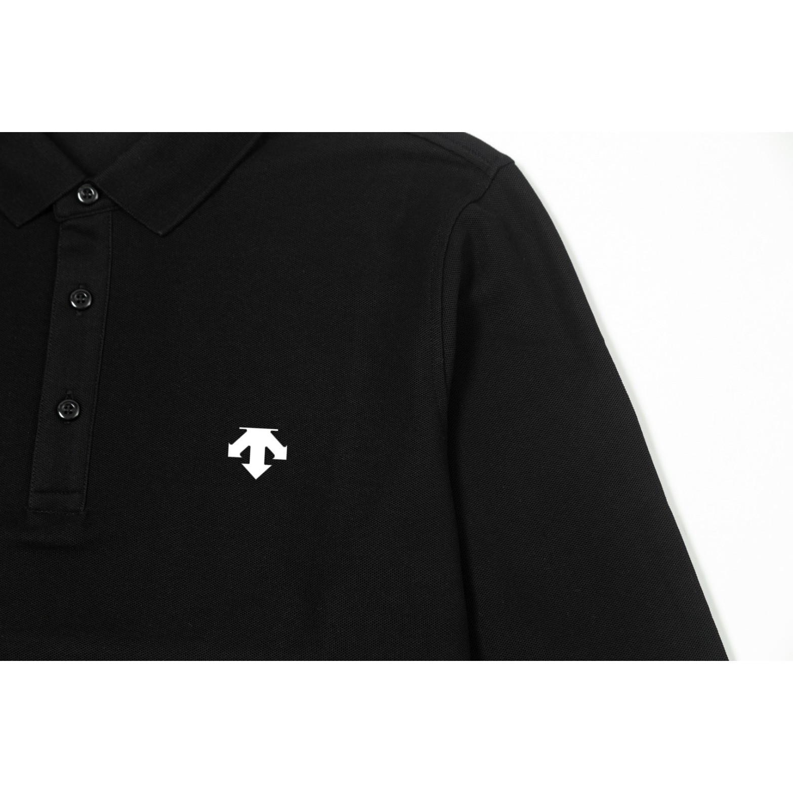 <p>Descente 男士高端珠地棉休闲长袖POLO衫(黑)</p>