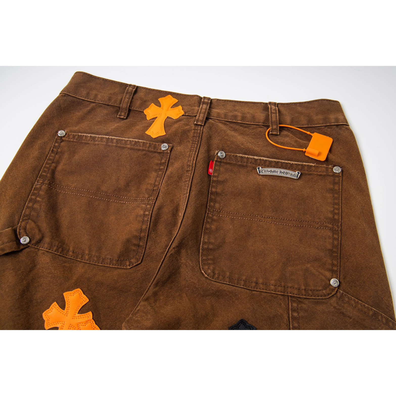 <p>CHROME HEARTS 棕伐木橙色多皮牛仔裤(1787#)</p>
