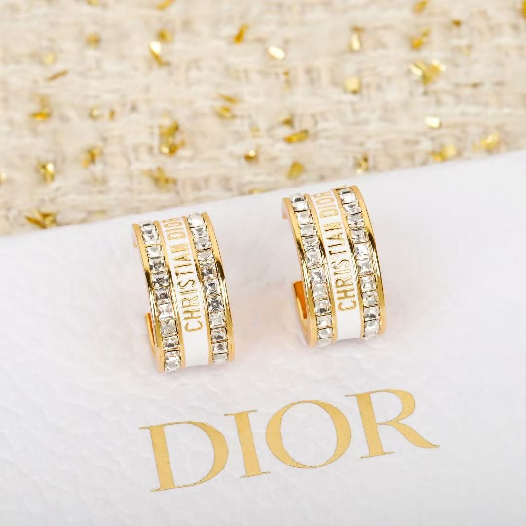 <p>DIOR&nbsp;排钻珐琅耳环</p>