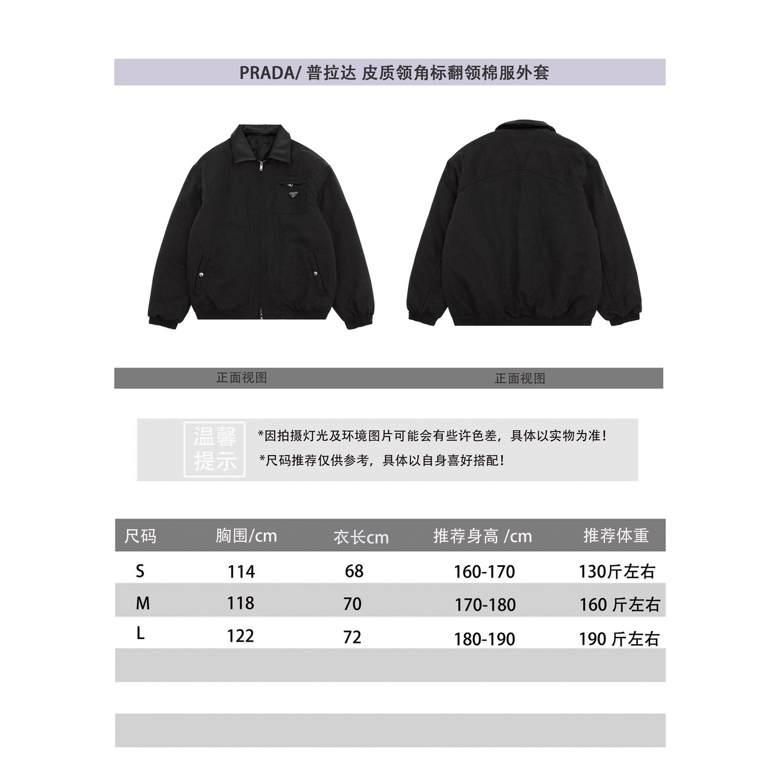 <p>PRADA 质领角标翻领外套(黑)</p>