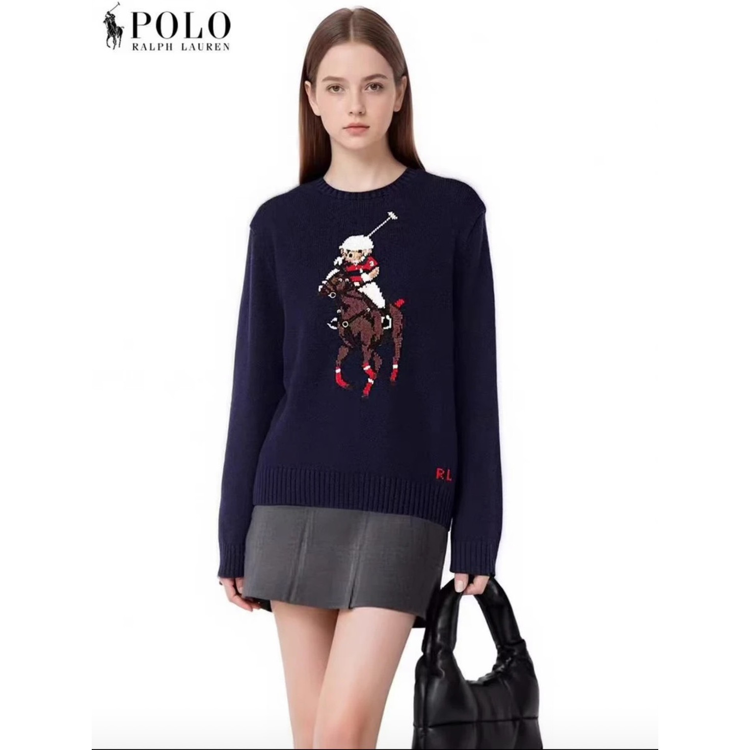 <p>Ralph Lauren 宽松版棉圆领针织衫(深藍)</p>
