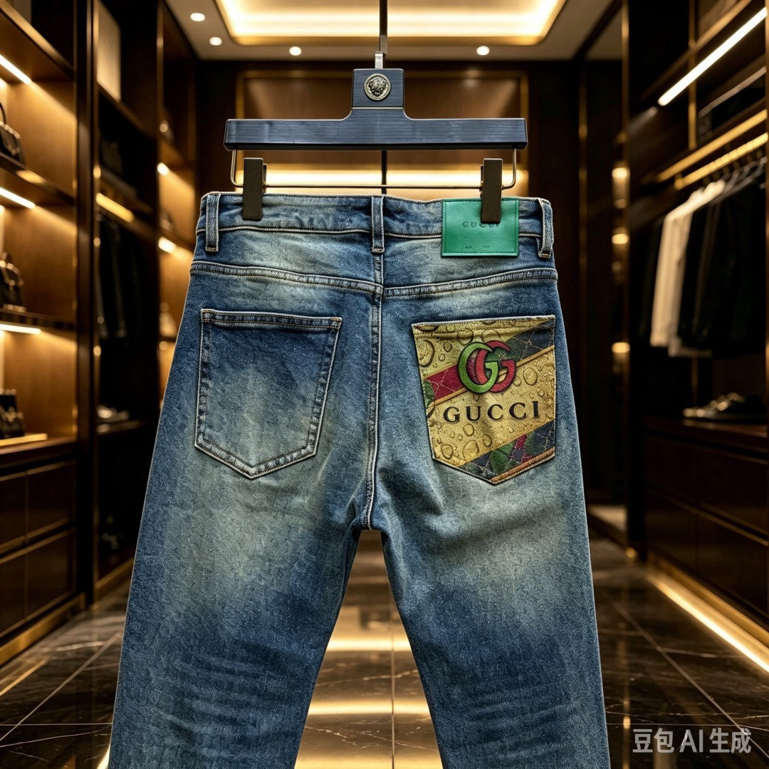 <p>GUCCI 欧洲专柜新款修身小直筒牛仔裤</p>