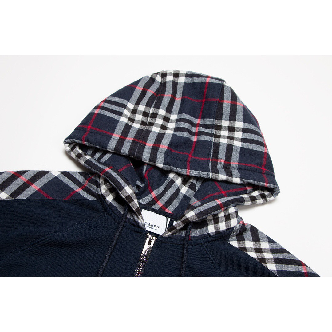 <p>Burberry B字母logo绣花连帽开衫卫衣(藏蓝)</p>