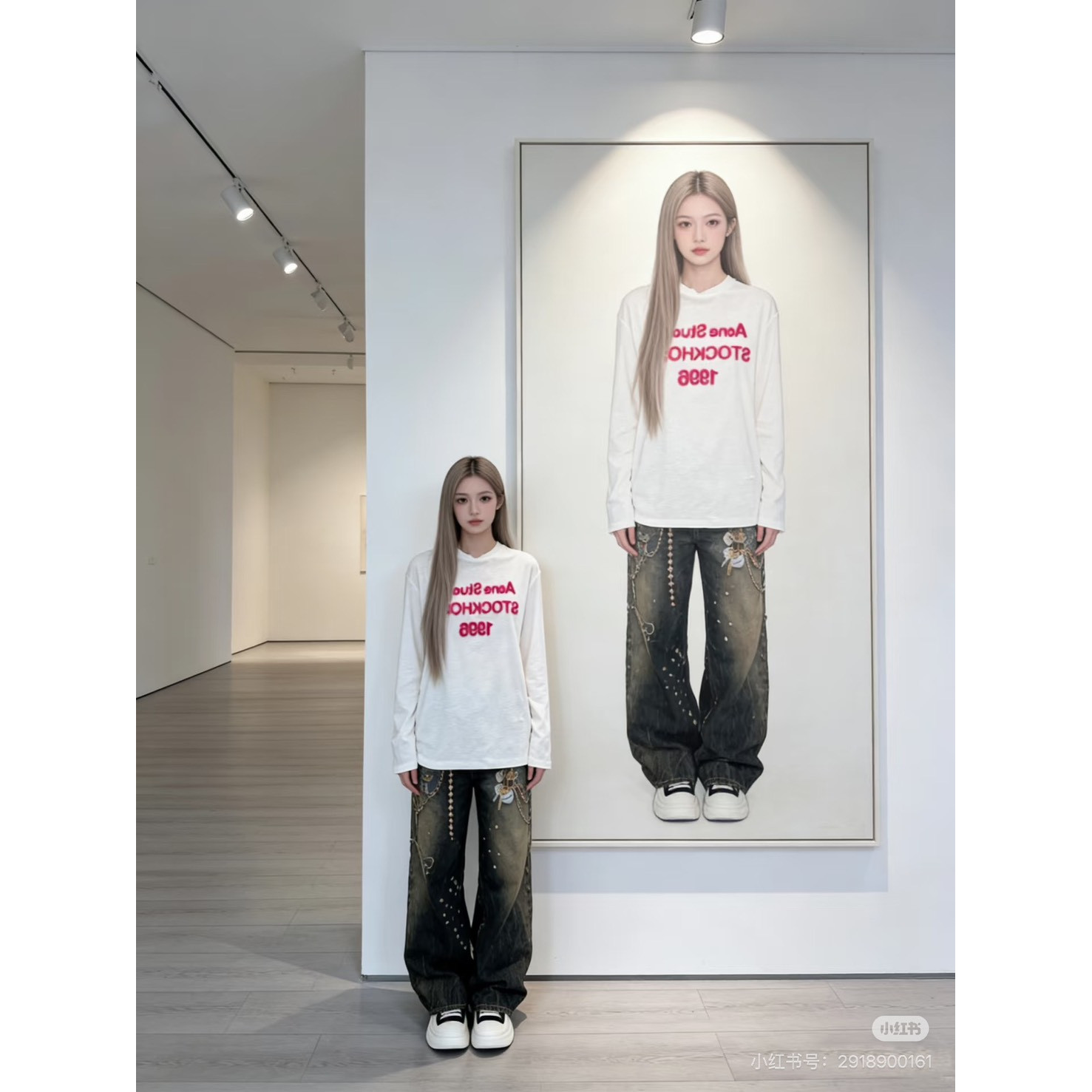 <p>Acne Studios 植绒印花棉麻长袖T恤(白)</p>